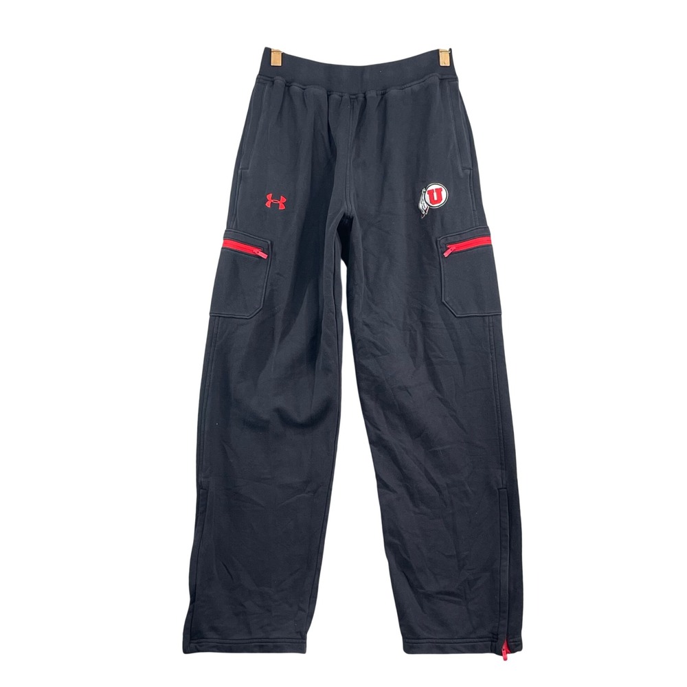 Under Armour Cargo‎ Sweatpants Mens Large  Black Utah Utes NCAA Joggers Pockets